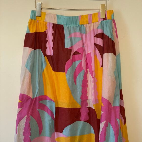 MINKPiNk L maxi skirt tropical Hawaiian beach coastal summer pink blue casual - Picture 6 of 7